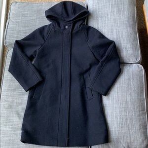 Muji Navy Pea Coat with a ZIP and a hoodie